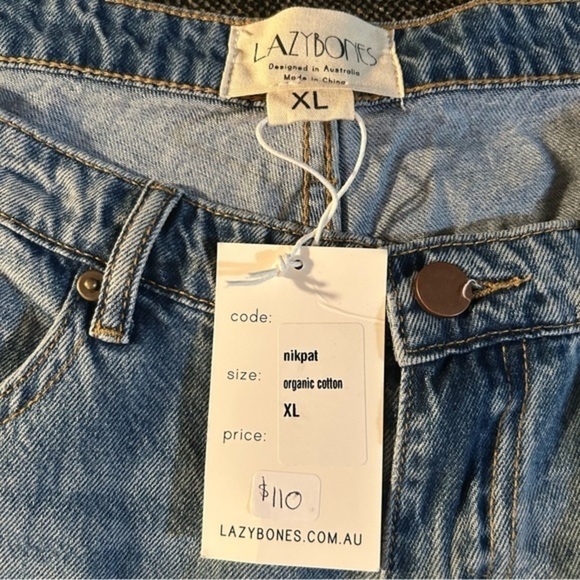 NWT LAZYBONES Patched Balloon Lantern Style Fit Jeans - Picture 5 of 7